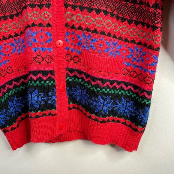 Vintage Boundary Waters Acrylic Fair Isle Boyfriend Grandpa Cardigan Sweater L - Picture 4 of 9